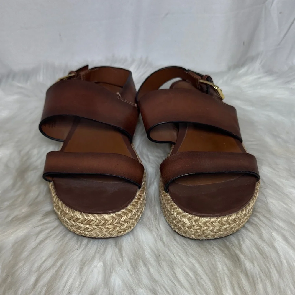 Naturalizer Patience Brown‎ Leather Women's Espadrille Platform Sandals Sz 6.5